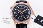 Perfect Replica Jaeger LeCoultre Polaris Geographic WT Black Face Rose Gold Case 42mm Watch